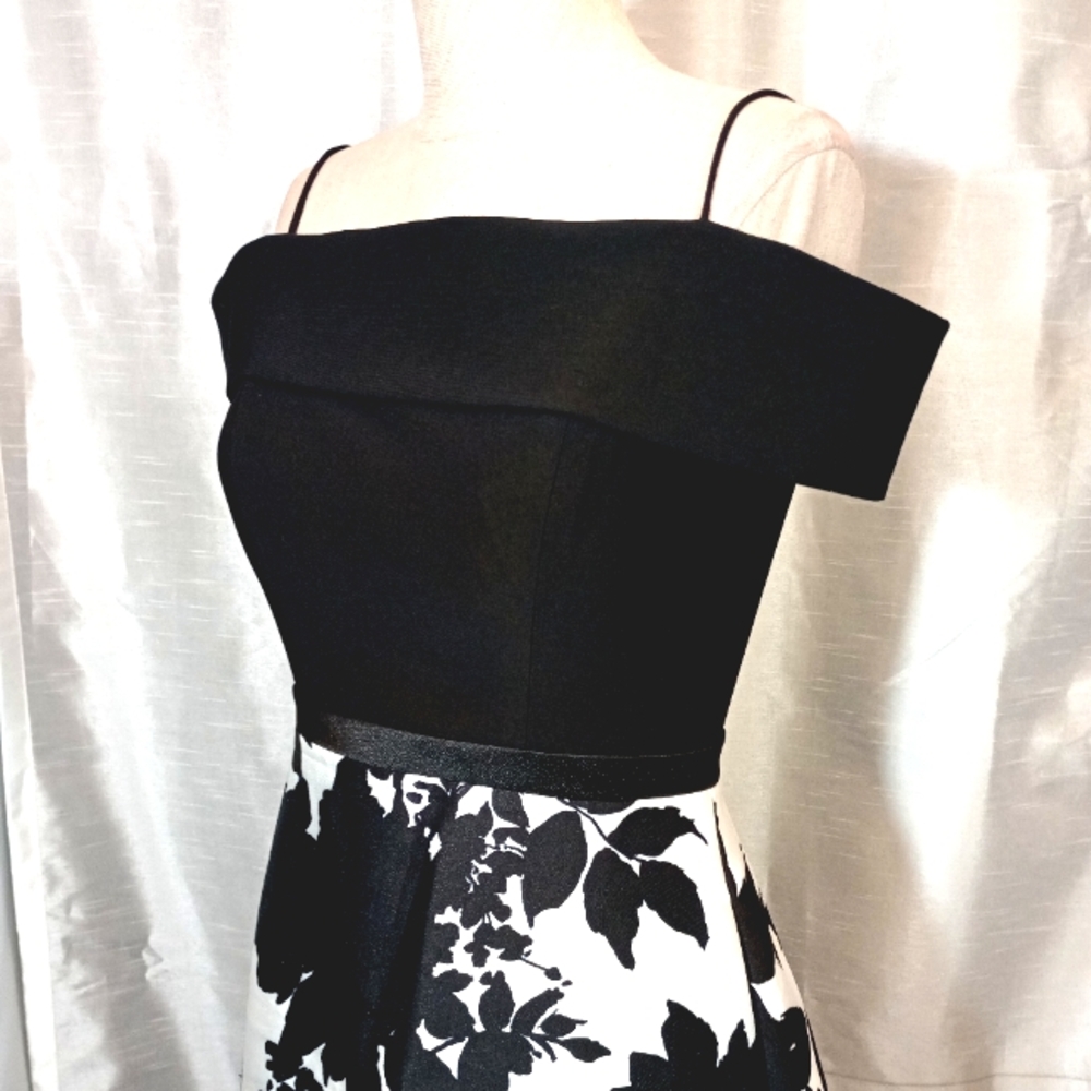 Morgan &Co Vintage Off-the-Shoulder Asym- metrical Hem, Long Dress, Black, 4-6 - Picture 6 of 14